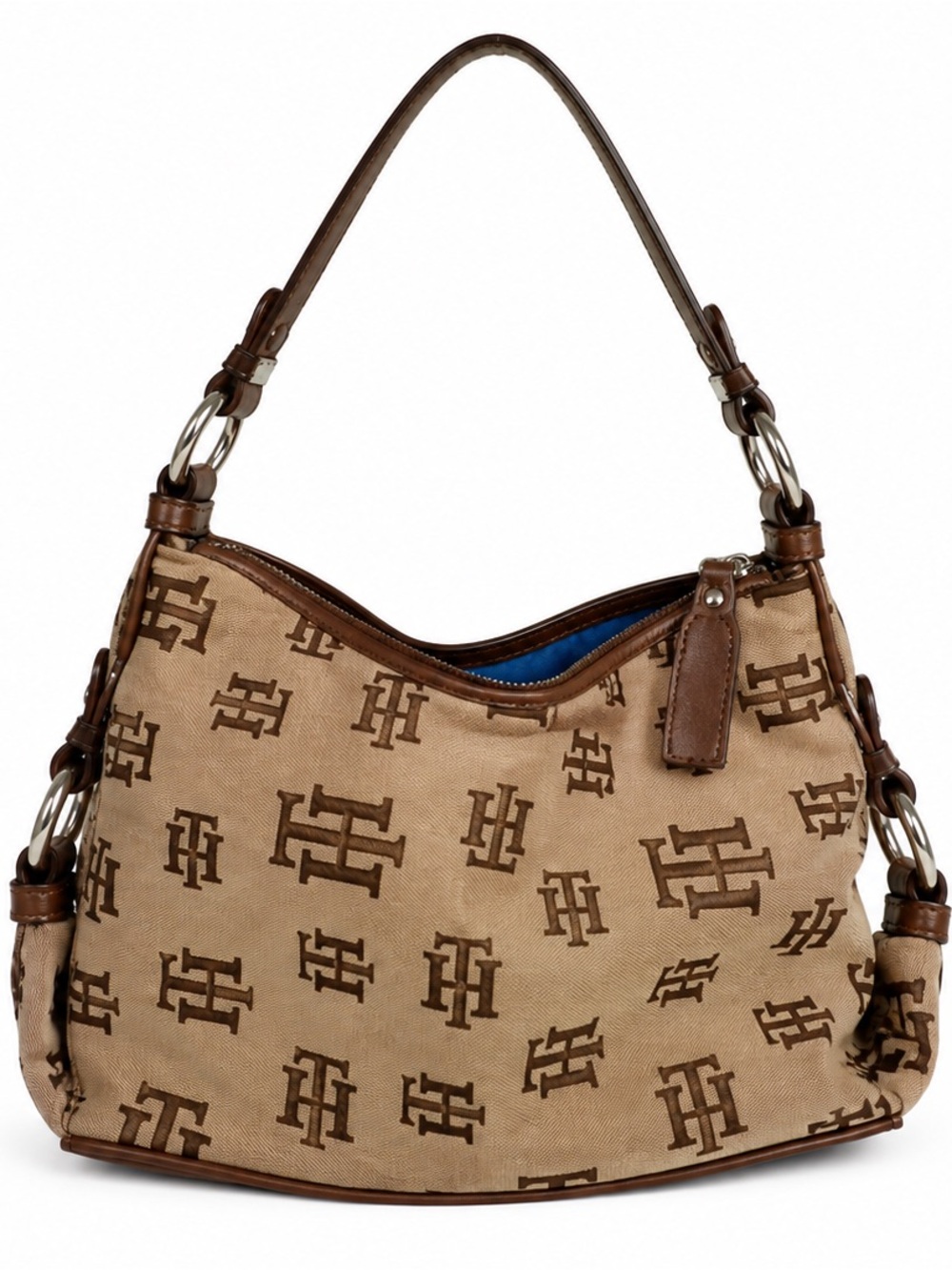 Vintage Tommy Hilfiger Monogram Canvas Shoulder Bag Brown Y2K Mini Purse